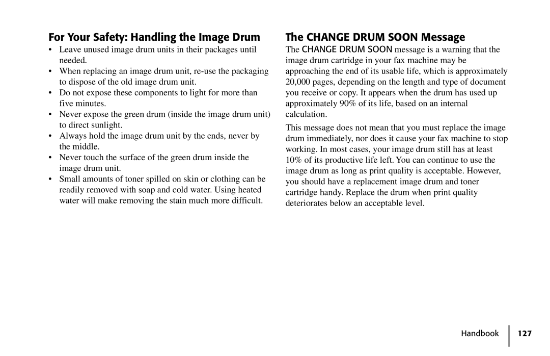 Oki 5250 manual For Your Safety Handling the Image Drum, Change Drum Soon Message 