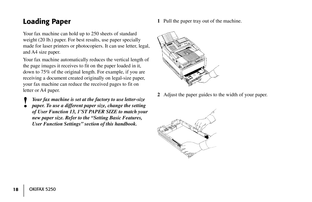 Oki 5250 manual Loading Paper 