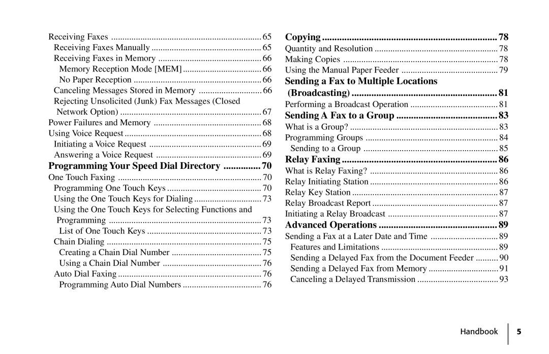 Oki 5250 manual Copying, Broadcasting, Sending a Fax to a Group, Relay Faxing, Advanced Operations 