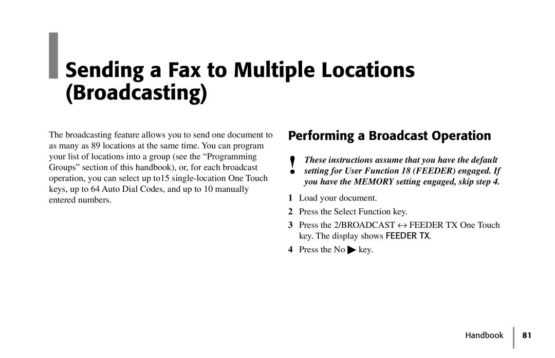 Oki 5250 manual Sending a Fax to Multiple Locations Broadcasting, Performing a Broadcast Operation 