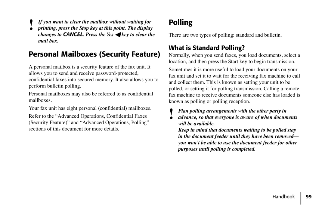 Oki 5250 manual Personal Mailboxes Security Feature, What is Standard Polling? 