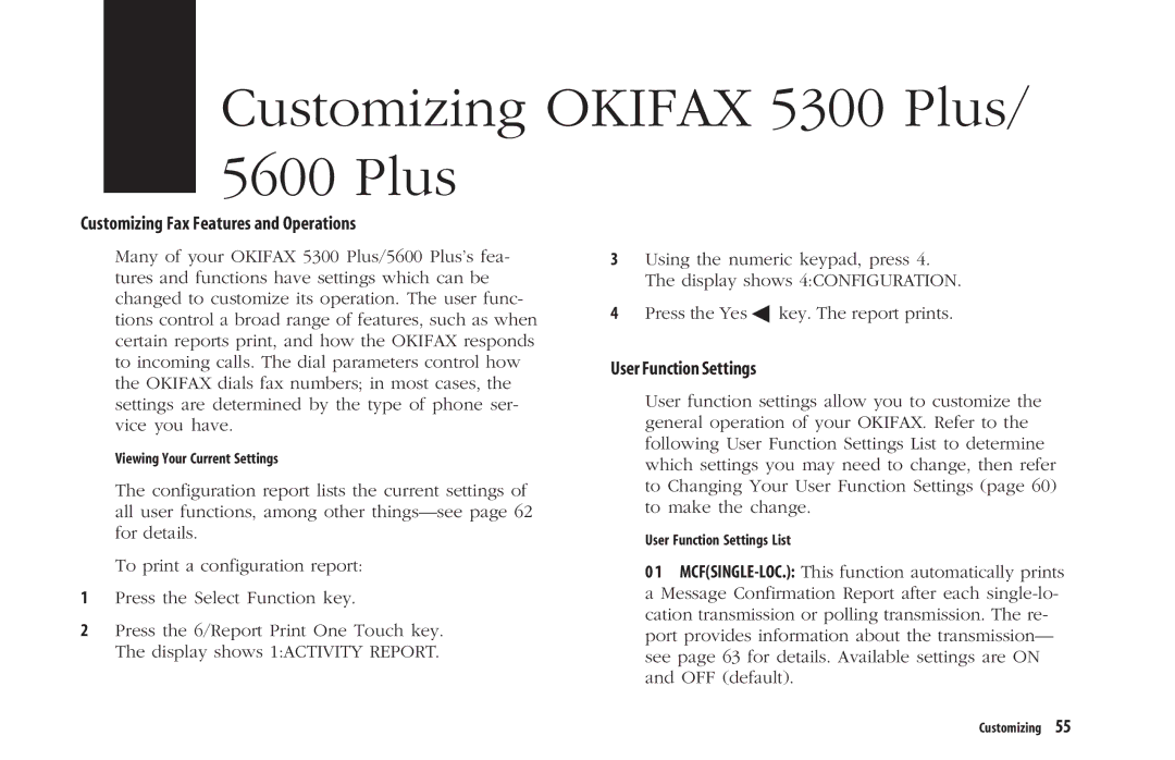 Oki manual Customizing Okifax 5300 Plus/ 5600 Plus 