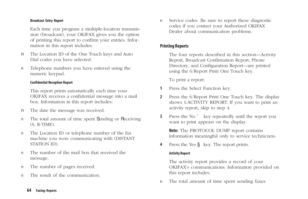 Oki 5300 Plus manual Printing Reports 