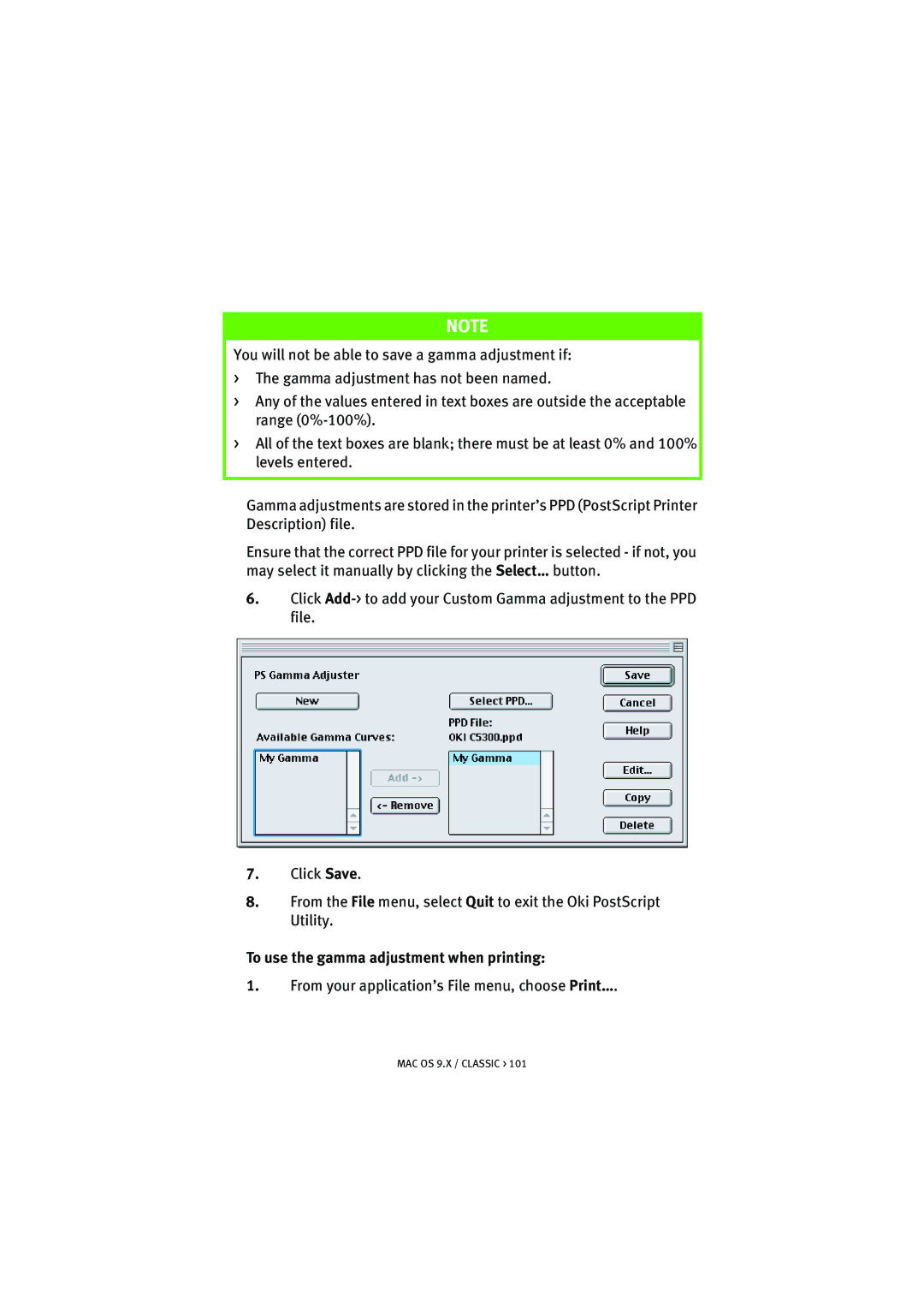 Oki 5300n manual To use the gamma adjustment when printing 