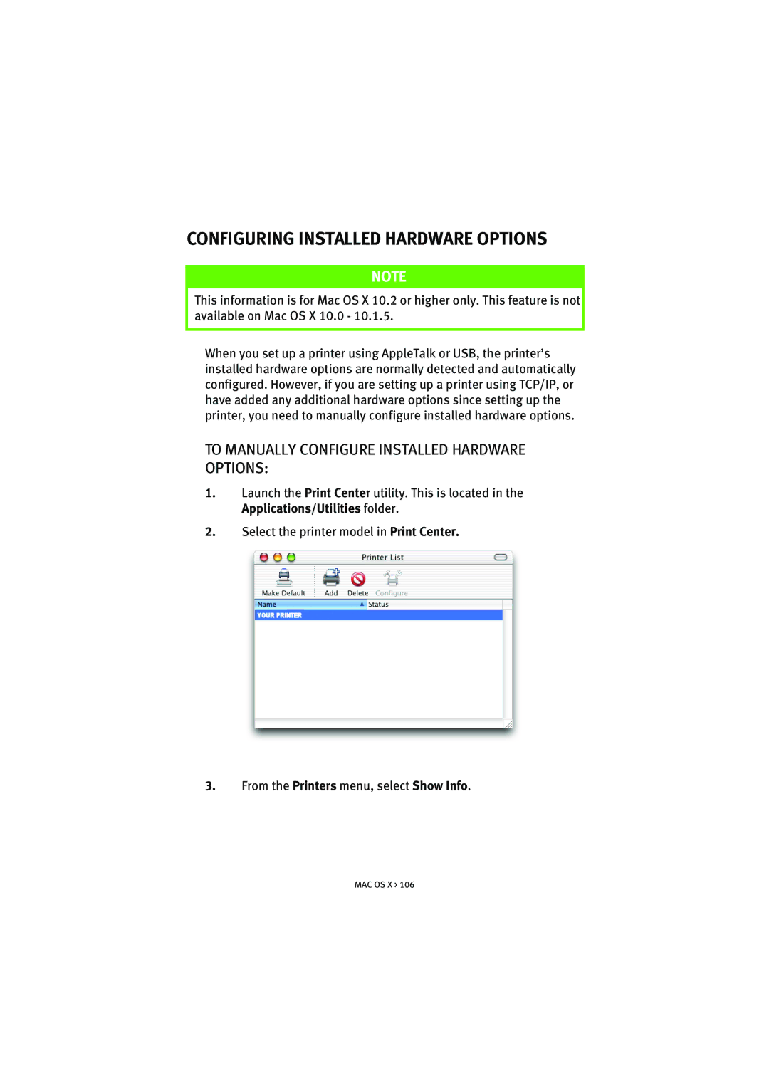 Oki 5300n manual Configuring Installed Hardware Options, To Manually Configure Installed Hardware Options 