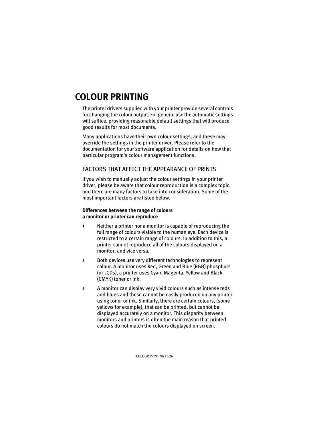 Oki 5300n manual Colour Printing, Factors That Affect the Appearance of Prints 