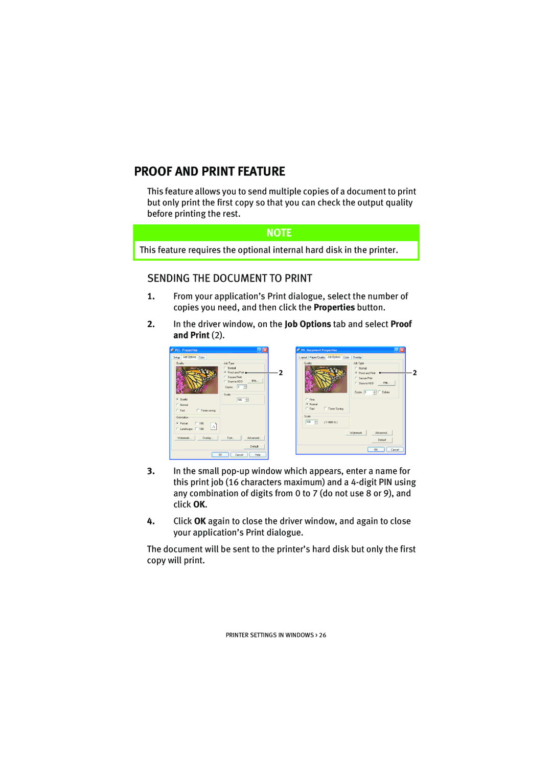 Oki 5300n manual Proof and Print Feature, Sending the Document to Print 