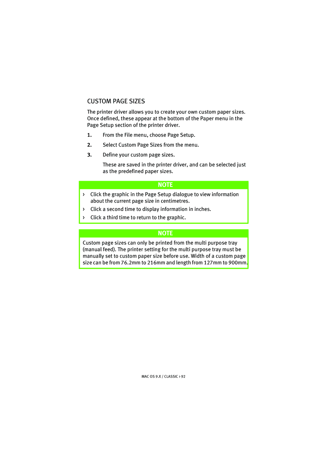 Oki 5300n manual Custom page Sizes 