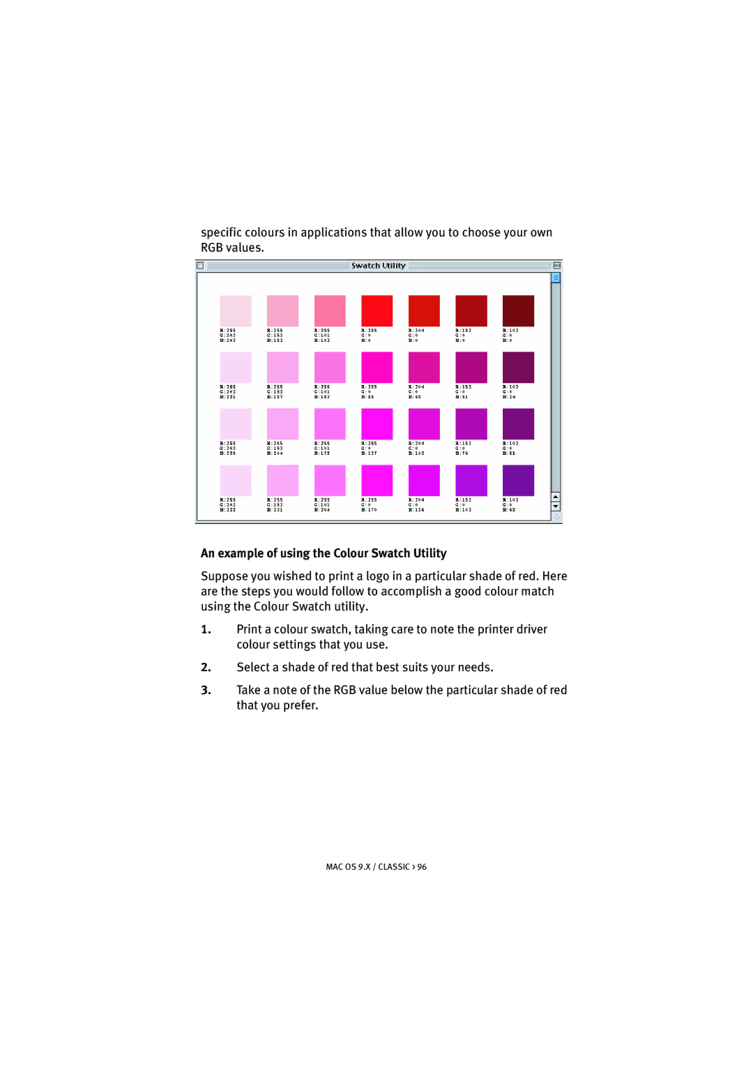 Oki 5300n manual An example of using the Colour Swatch Utility 