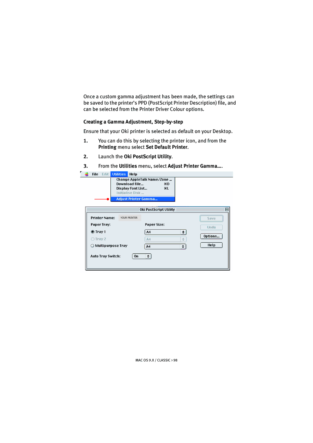 Oki 5300n manual Creating a Gamma Adjustment, Step-by-step 