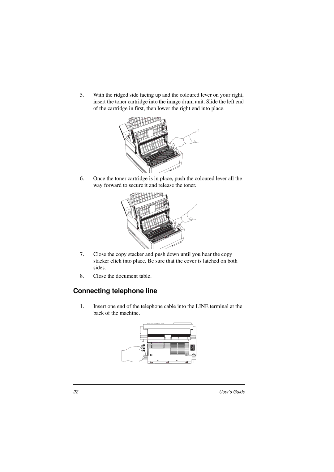 Oki 5400 manual Connecting telephone line 