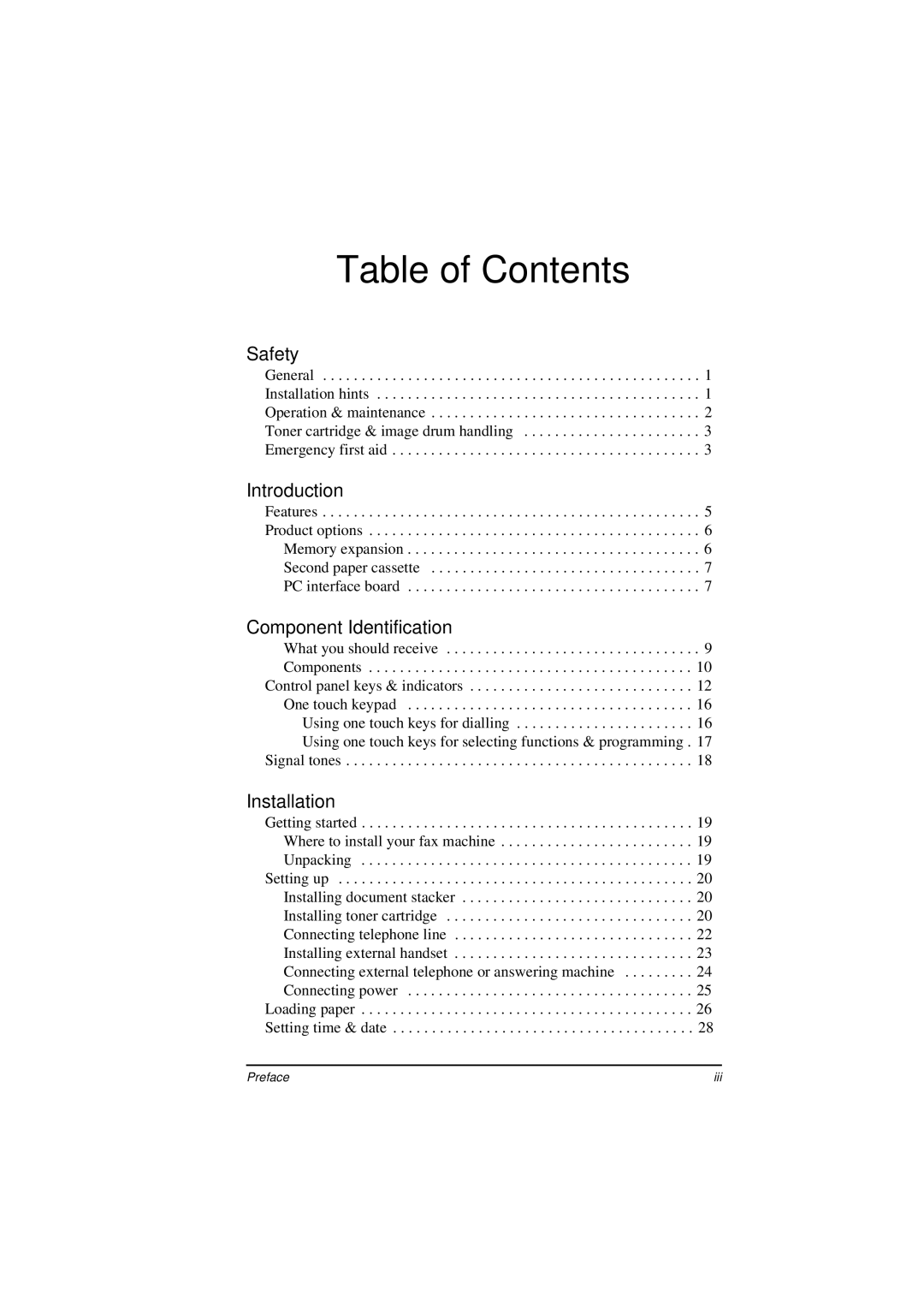 Oki 5400 manual Table of Contents 