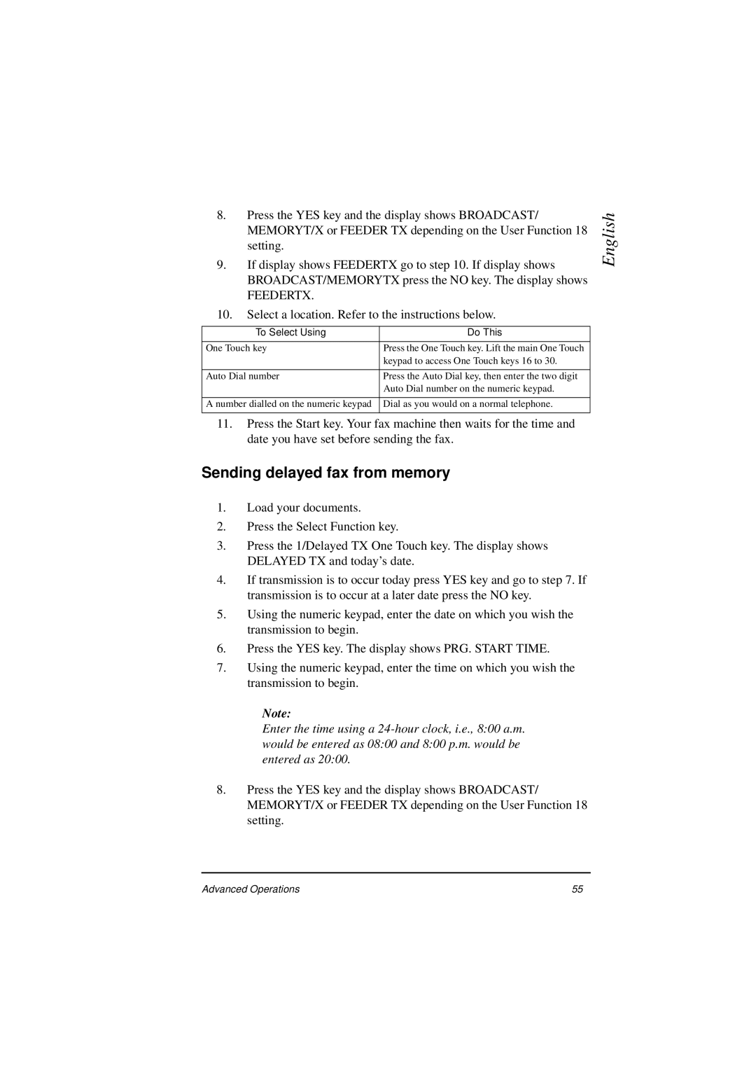 Oki 5400 manual Sending delayed fax from memory, Feedertx 