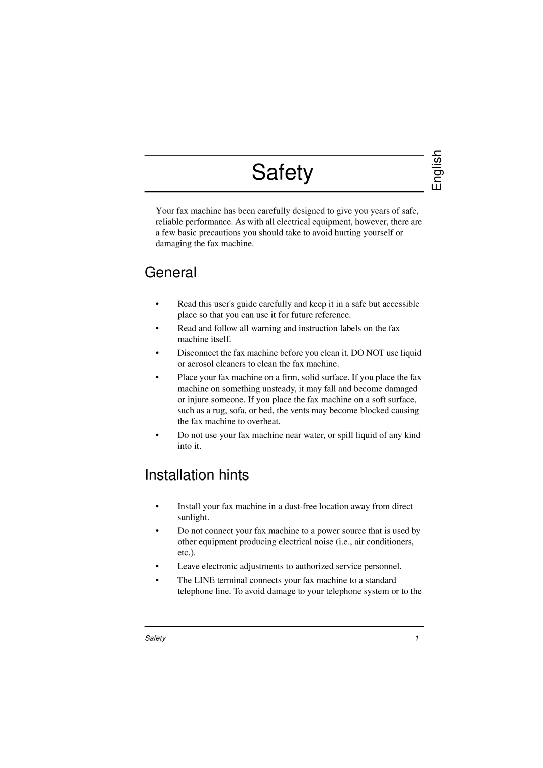 Oki 5400 manual Safety, General, Installation hints 