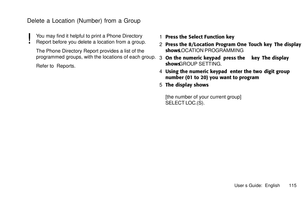 Oki 5650 manual Delete a Location Number from a Group 