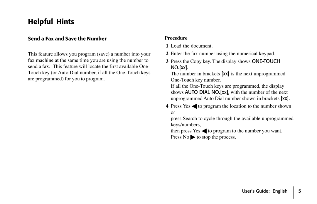 Oki 5650 manual Helpful Hints, Send a Fax and Save the Number, Procedure 