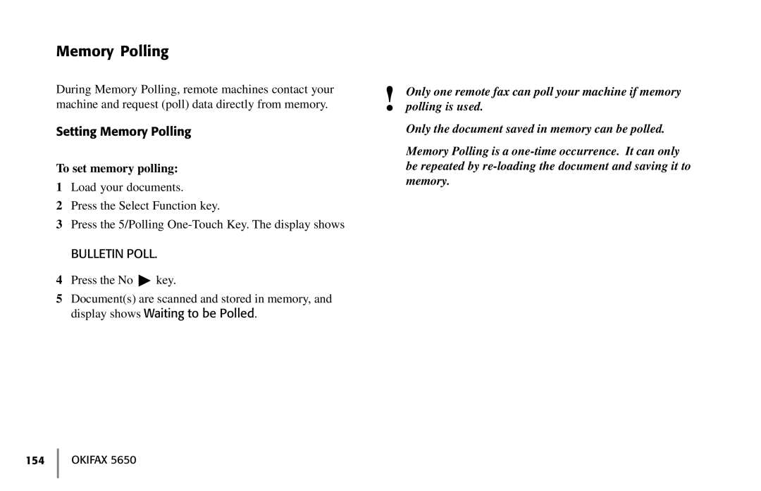 Oki 5650 manual Memory Polling, Bulletin Poll 