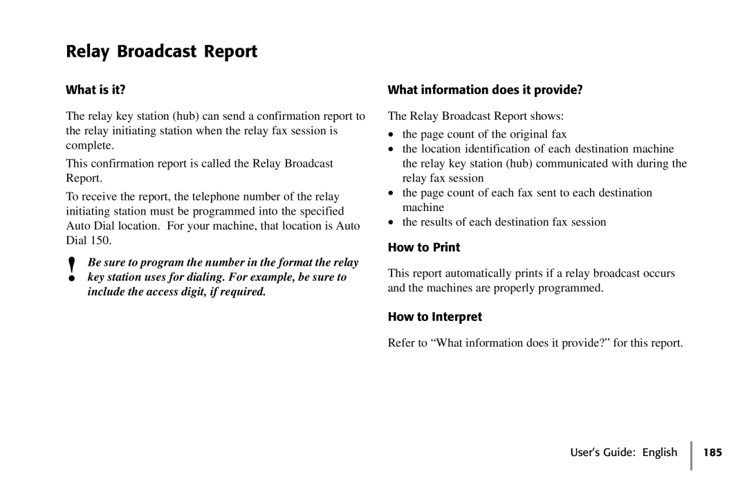 Oki 5650 manual Relay Broadcast Report 