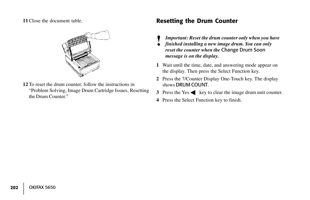 Oki 5650 manual Resetting the Drum Counter 