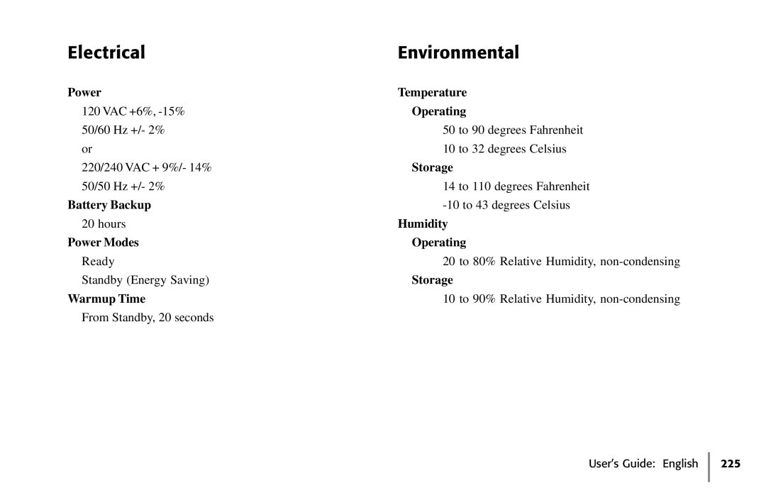 Oki 5650 manual Electrical Environmental 