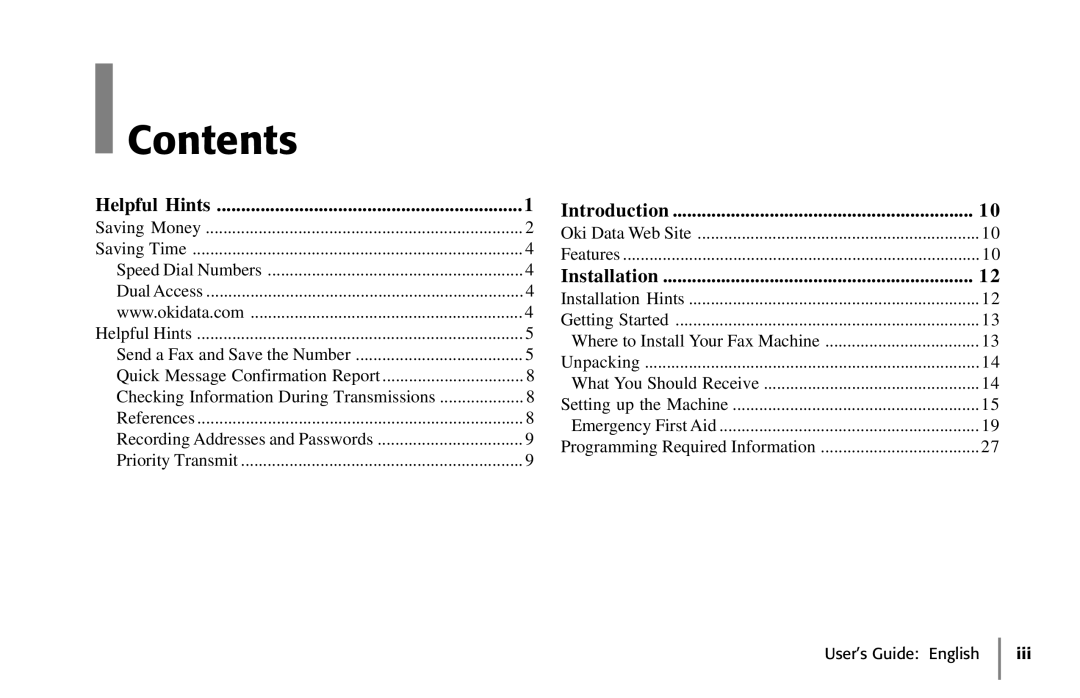 Oki 5650 manual Contents 