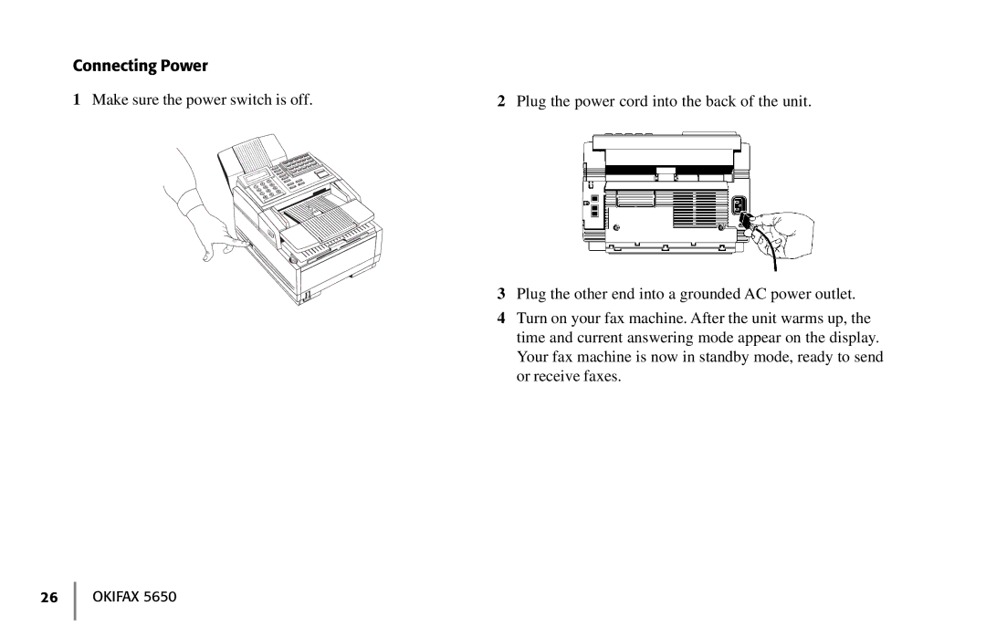 Oki 5650 manual Connecting Power 