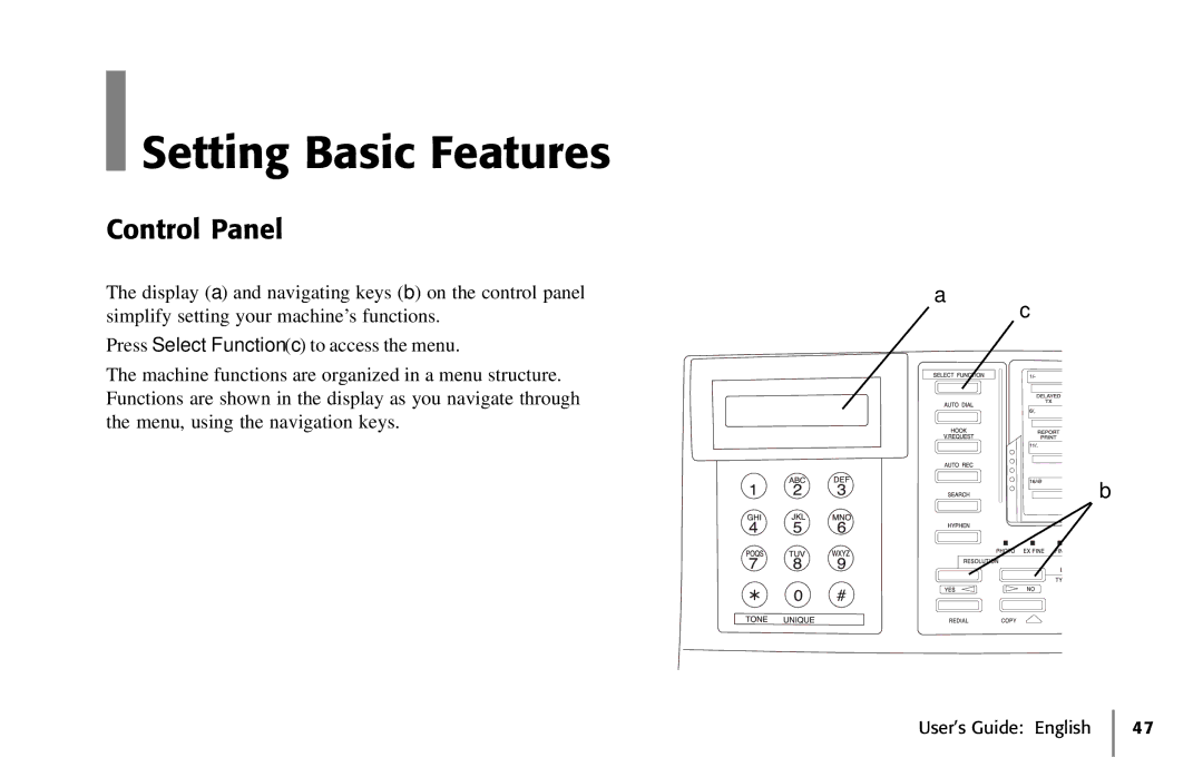 Oki 5650 manual Setting Basic Features, Control Panel 