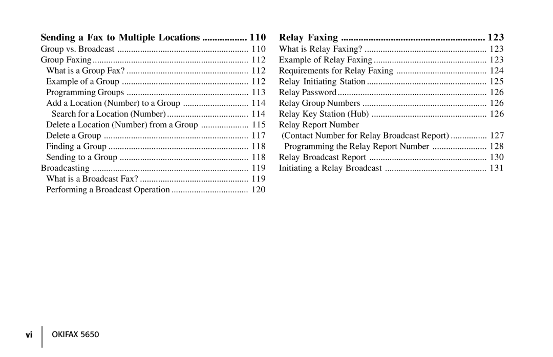 Oki 5650 manual 123, Relay Faxing 