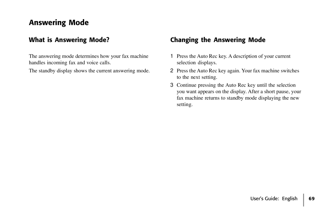 Oki 5650 manual What is Answering Mode?, Changing the Answering Mode 