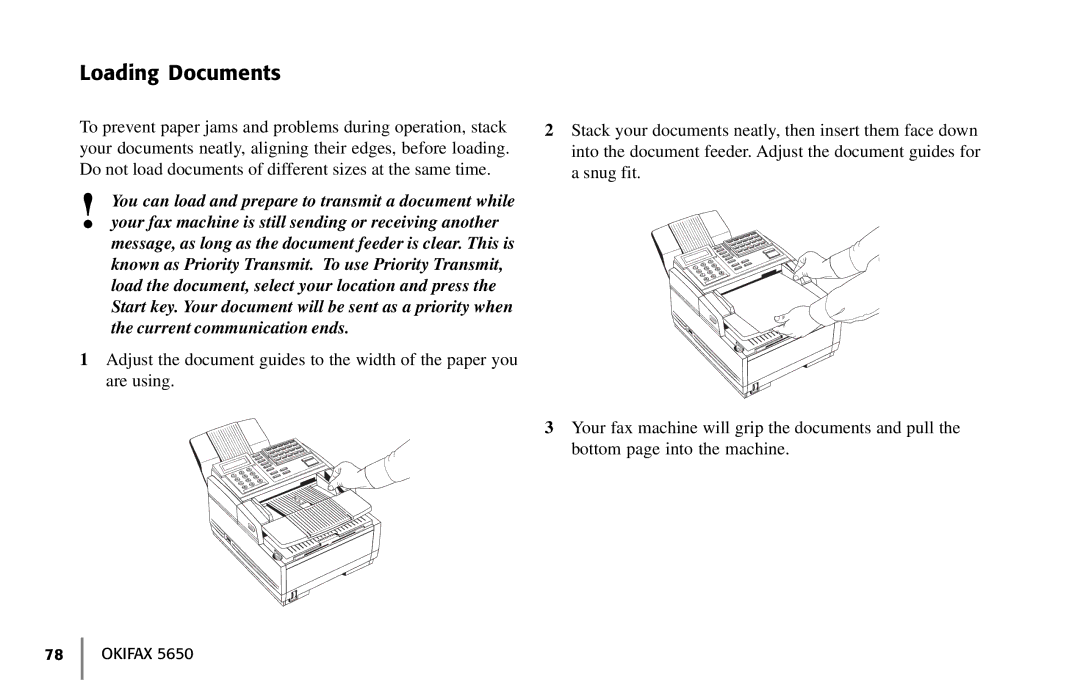 Oki 5650 manual Loading Documents 