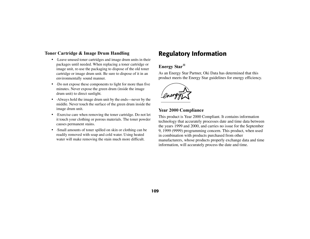 Oki 56801 manual Regulatory Information, 109 