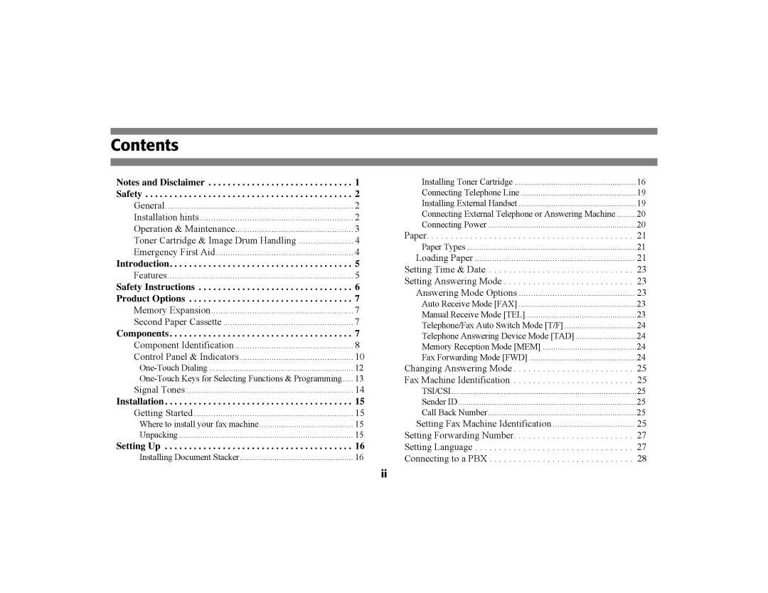 Oki 56801 manual Contents 