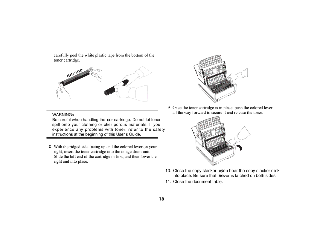 Oki 56801 manual Close the document table 