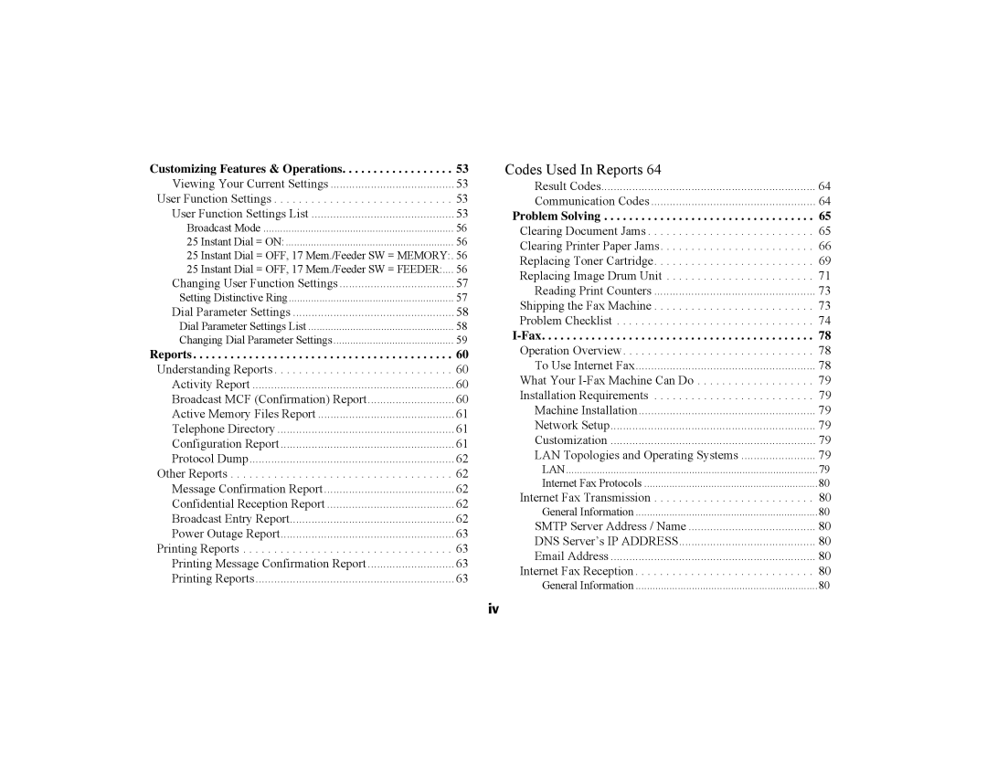 Oki 56801 manual Codes Used In Reports 