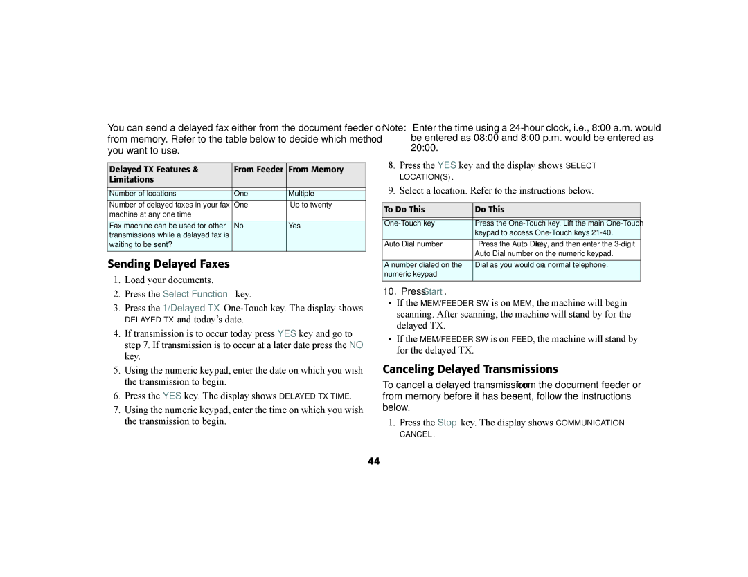 Oki 56801 manual Sending Delayed Faxes, Canceling Delayed Transmissions 