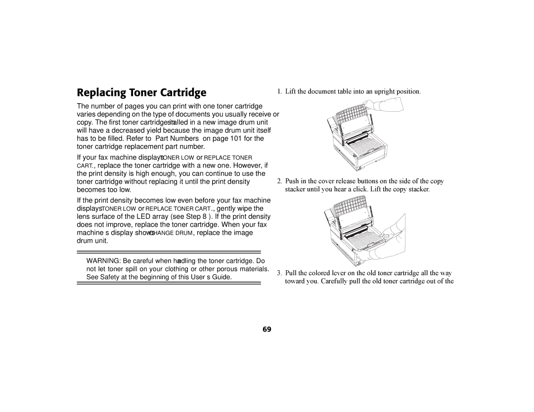 Oki 56801 manual Replacing Toner Cartridge 