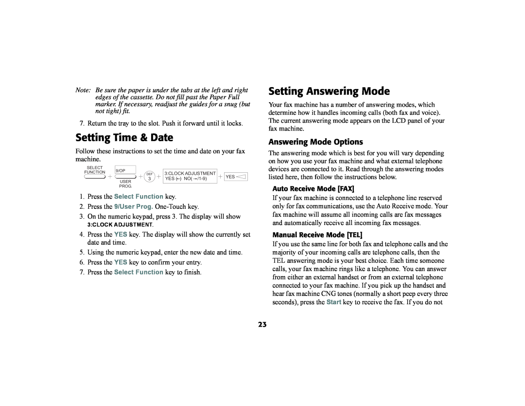 Oki 56801 manual Setting Time & Date, Setting Answering Mode, Answering Mode Options 