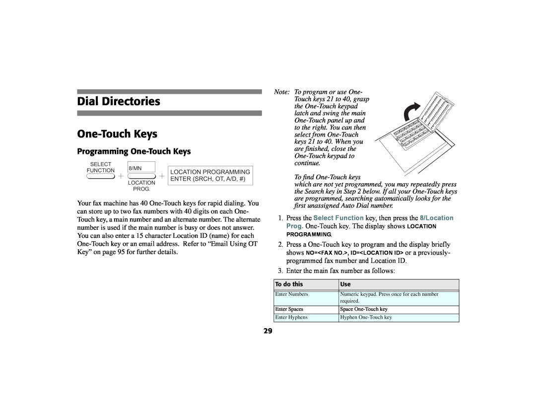 Oki 56801 manual Dial Directories, Programming One-Touch Keys, continue To find One-Touch keys 