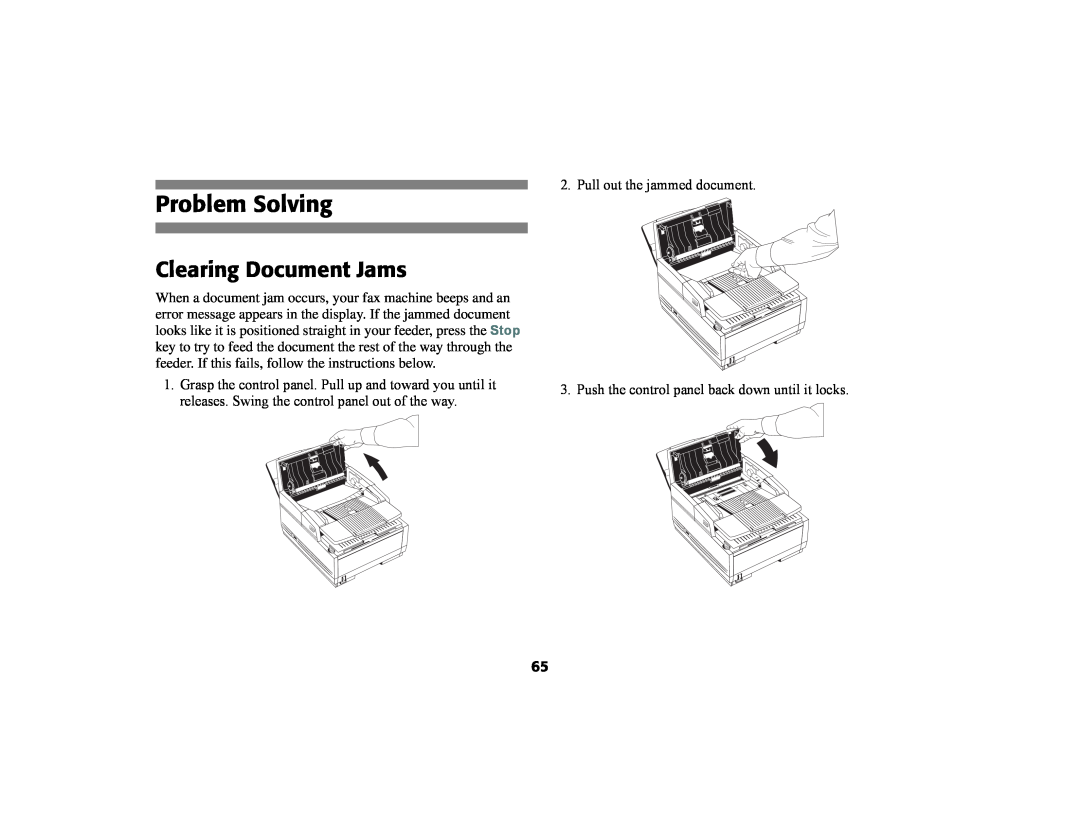 Oki 56801 manual Problem Solving, Clearing Document Jams 