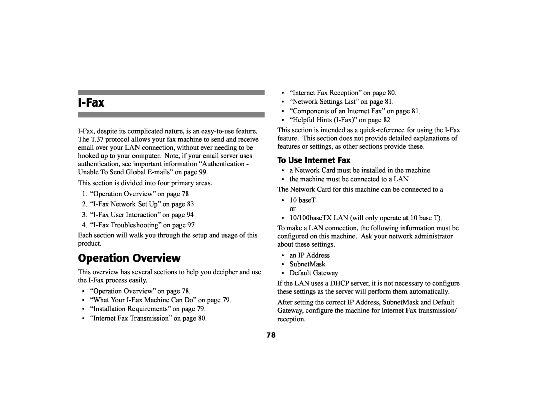 Oki 56801 manual I-Fax, Operation Overview, To Use Internet Fax 