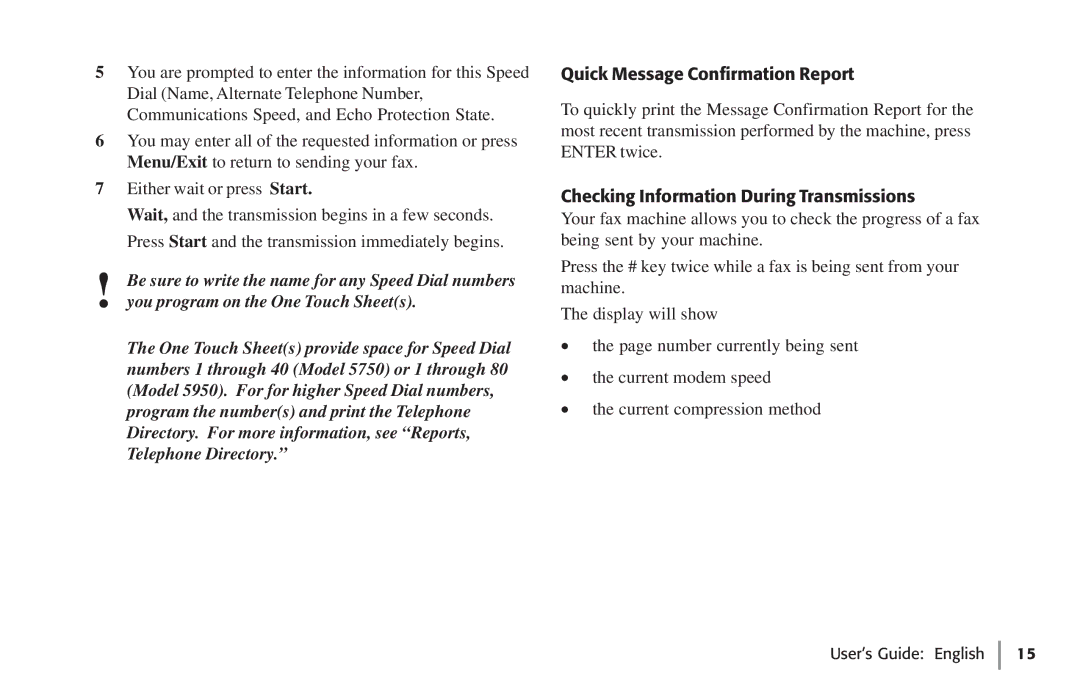 Oki 59502, 5750 manual Quick Message Confirmation Report, Checking Information During Transmissions 