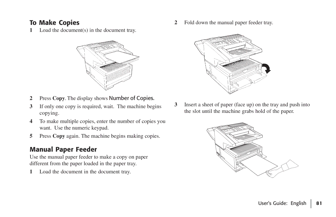 Oki 59502, 5750 manual To Make Copies, Manual Paper Feeder 