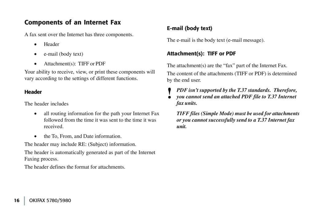 Oki 5780 manual Components of an Internet Fax 
