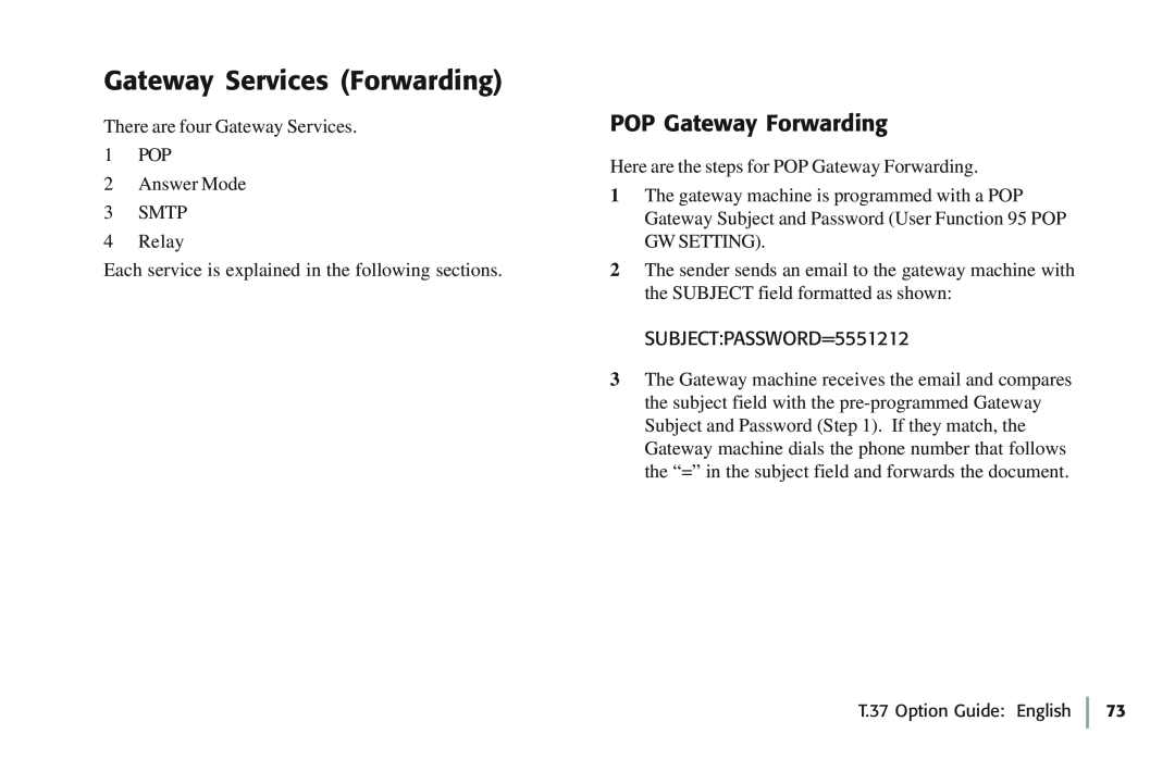 Oki 5780 manual Gateway Services Forwarding, POP Gateway Forwarding 