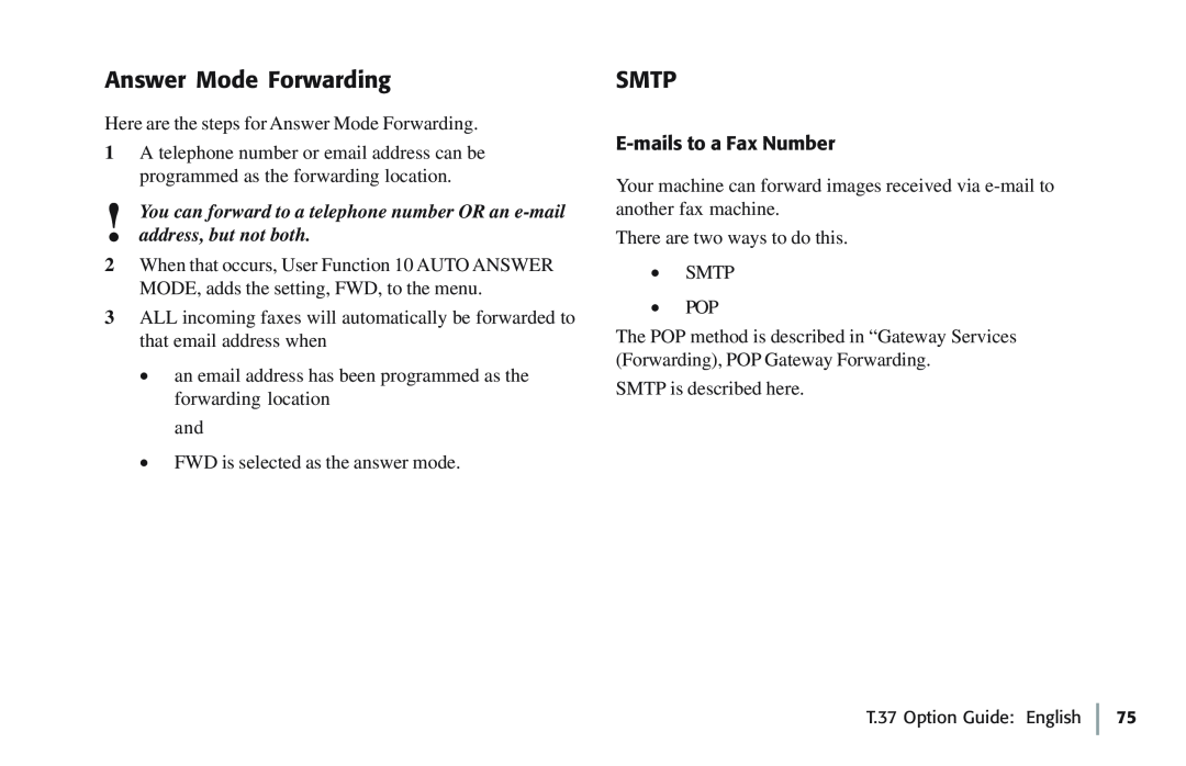 Oki 5780 manual Answer Mode Forwarding, Smtp 