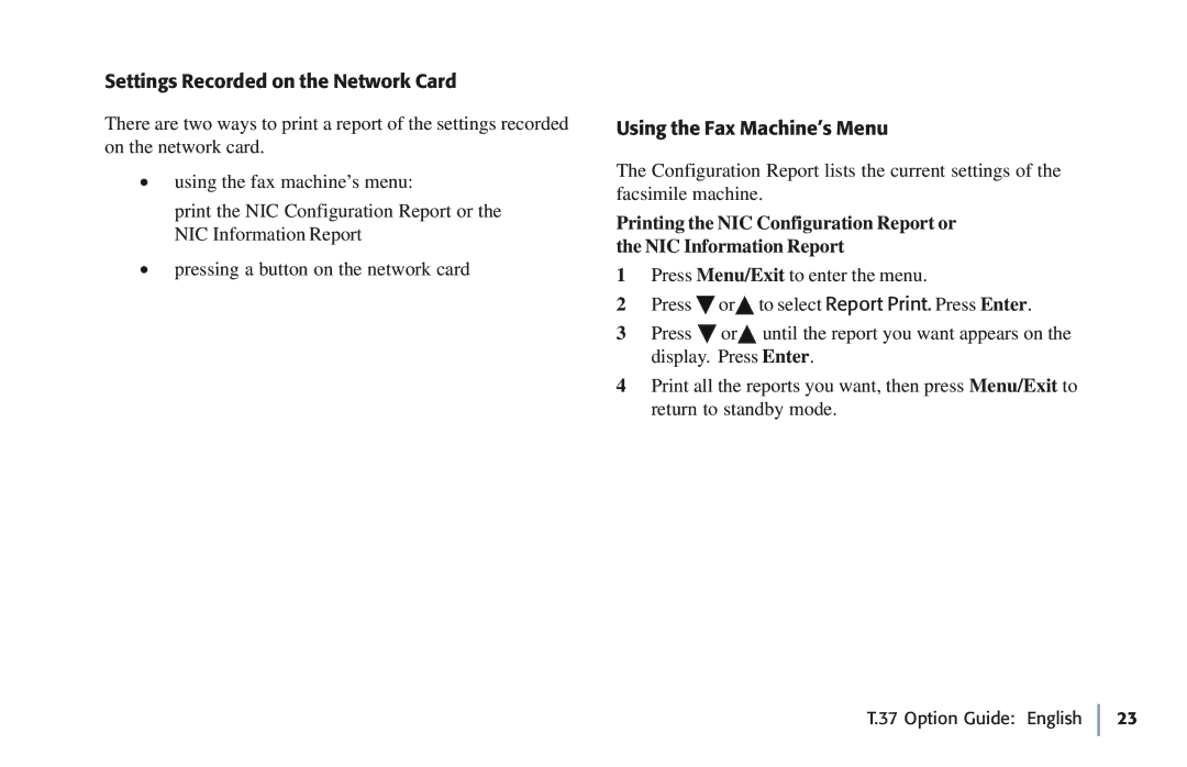 Oki 5780 manual Settings Recorded on the Network Card, Using the Fax Machine’s Menu 