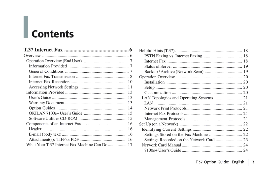 Oki 5780 manual Contents 