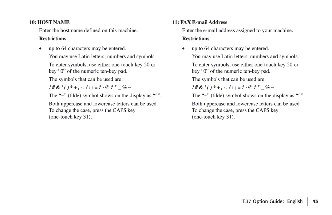 Oki 5780 manual Host Name, FAX E-mail Address 