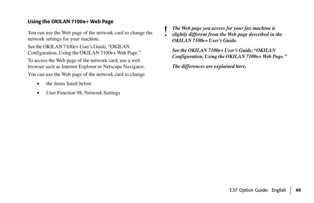 Oki 5780 manual Using the Okilan 7100e+ Web 