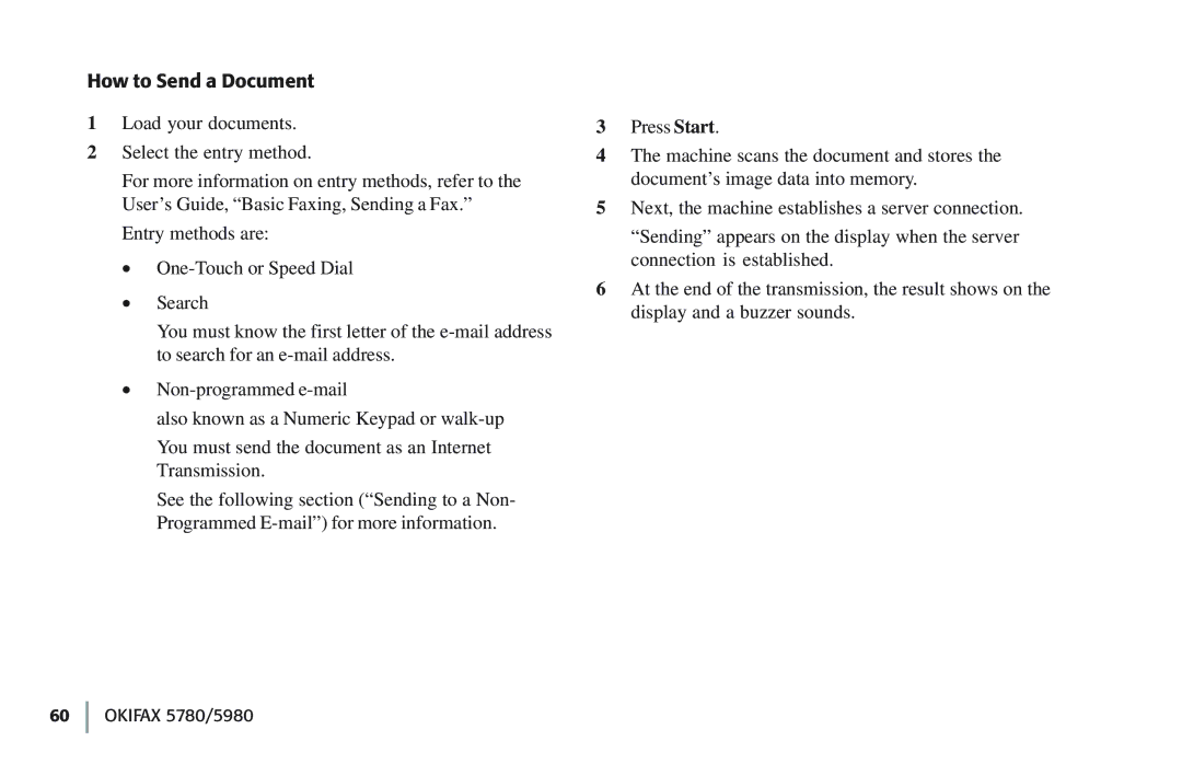 Oki 5780 manual How to Send a Document 